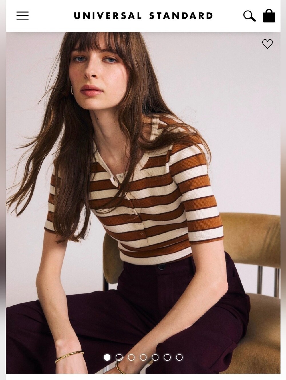 Universal Standard Striped Rib-Knit Short Sleeve Top